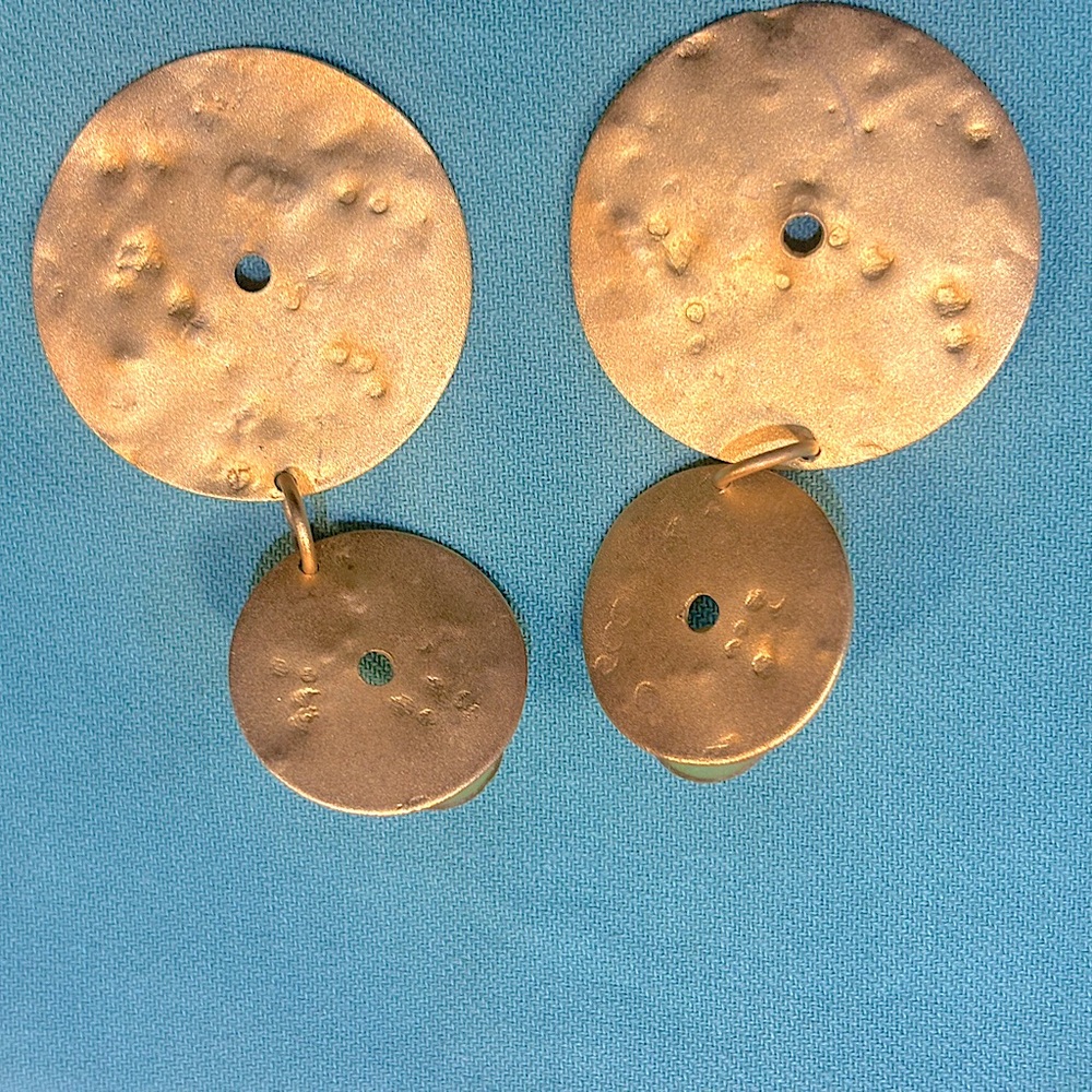 Martha Sturdy vintage earrings. Well loved, beautiful. Brushed gold tone metal.